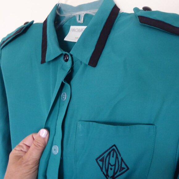 Green Tailored Dress with wide Belt by Paquette Too - Picture 2 of 5